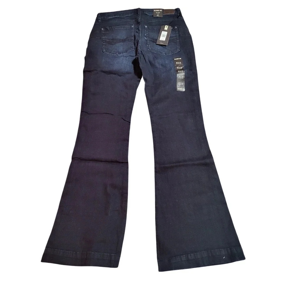 RANK 45 Mid Rise Flare Jeans Dark Wash Denim Women's Size 33 x 34 - Picture 3 of 6